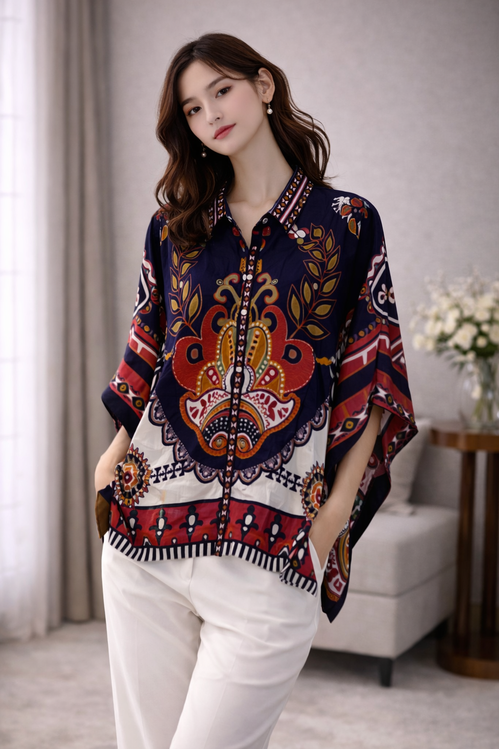 Midnight Boho Luxe Kaftan Top