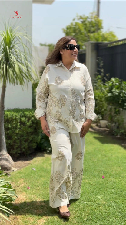 Paisley Embroidered Co-Ord Set for Women | Premium Cotton Casual Co-Ord Set | Mulson