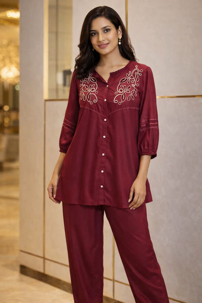 Elegant Embroidered Co-ord Set – Luxe Comfort Wear
