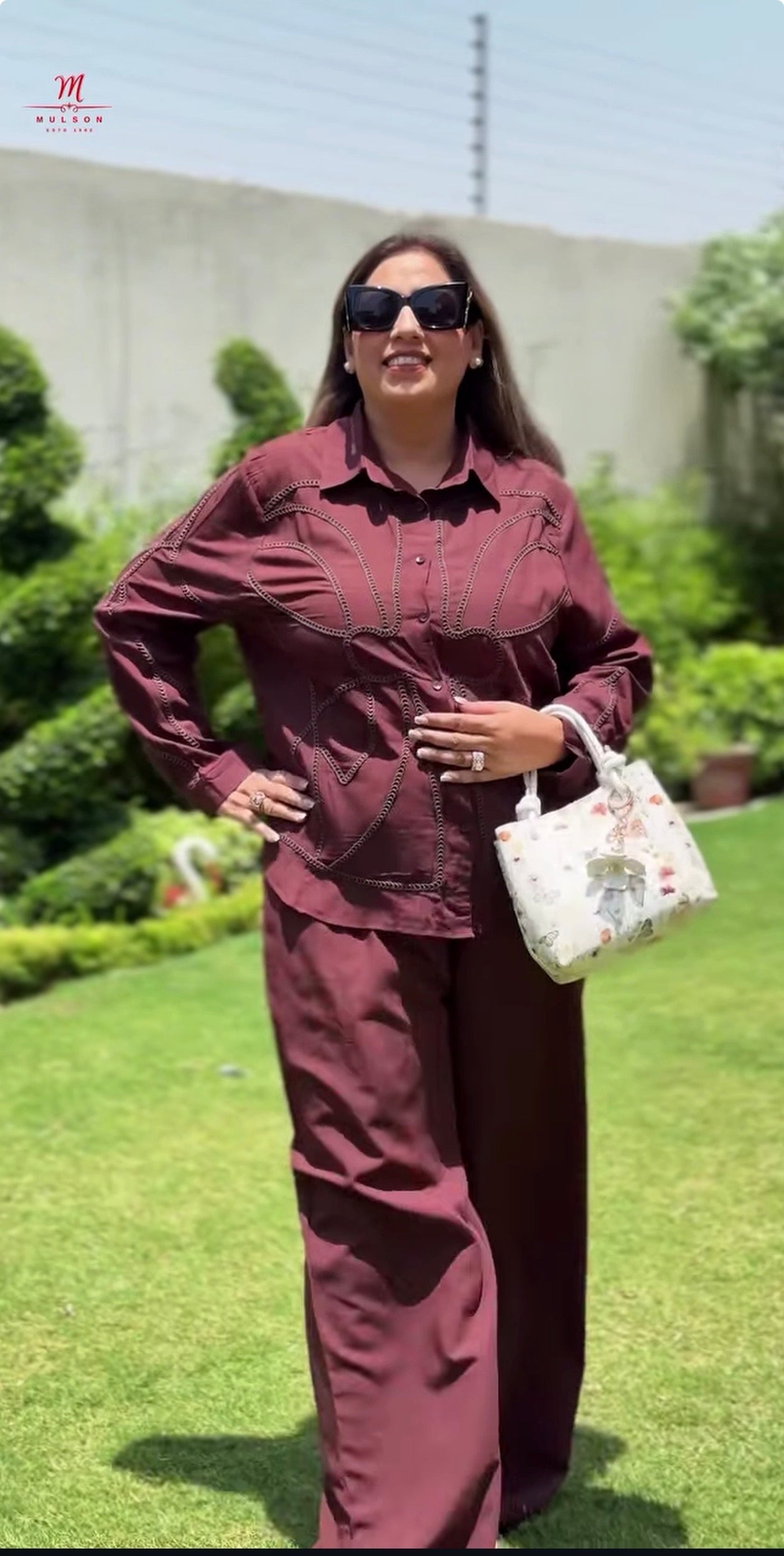 Mulson Signature Stitch Co-Ord Set for Women | Premium Cotton Co-Ord Set with Wide-Leg Pants