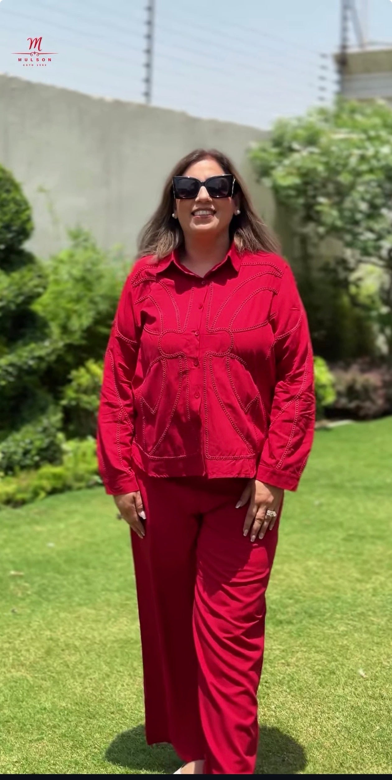 Mulson Signature Stitch Co-Ord Set for Women | Premium Cotton Co-Ord Set with Wide-Leg Pants