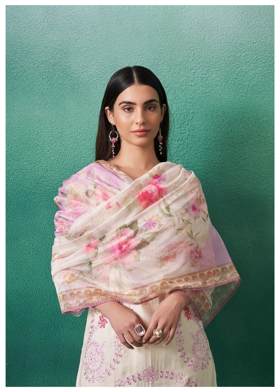 Mulson white Cotton Suit Set with Dupatta