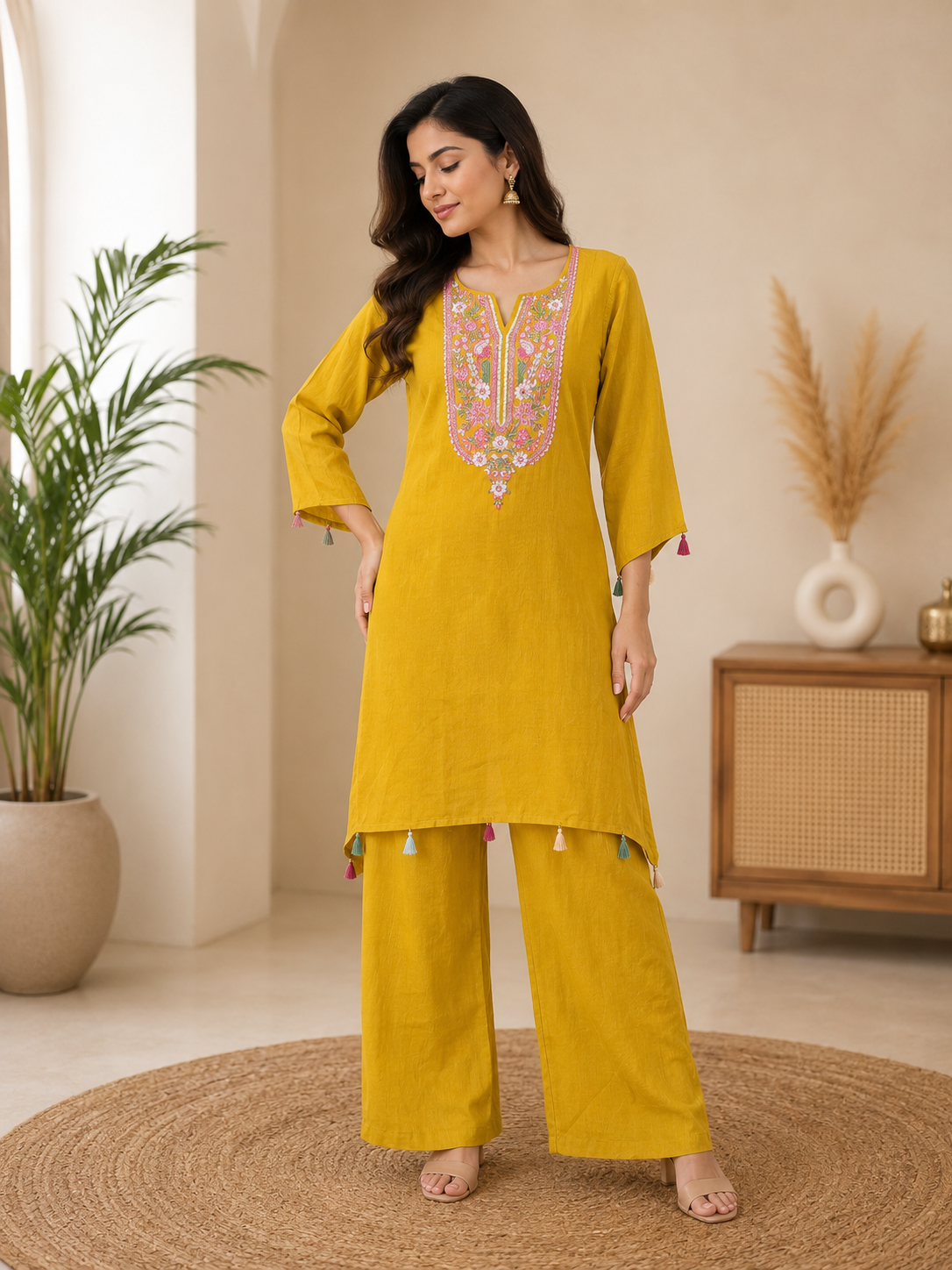 Turquoise Embroidered Co-Ord Set for Women