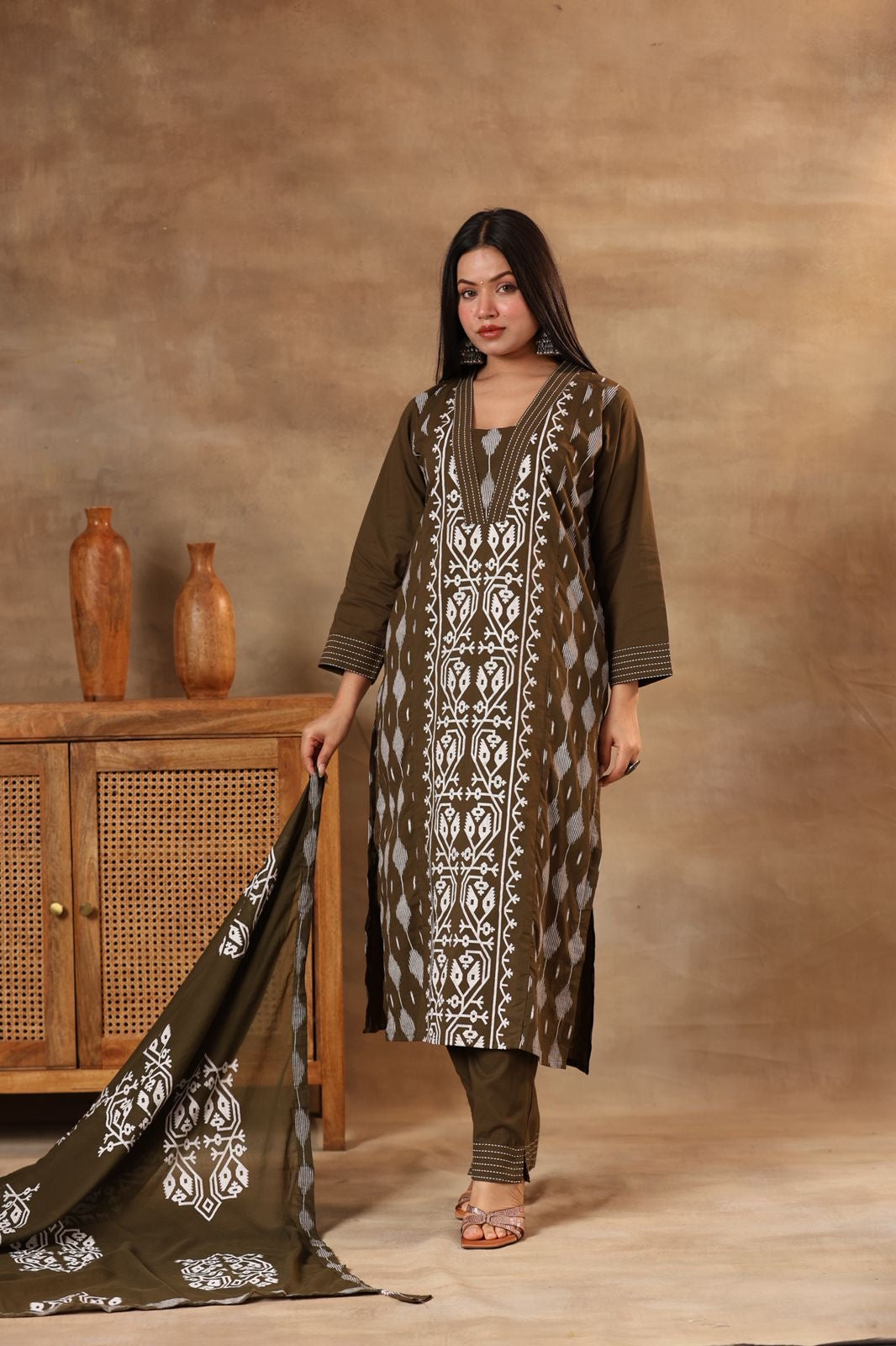 Earthy Cocoa Elegance , olive heritage , Royal plum Suit Set.