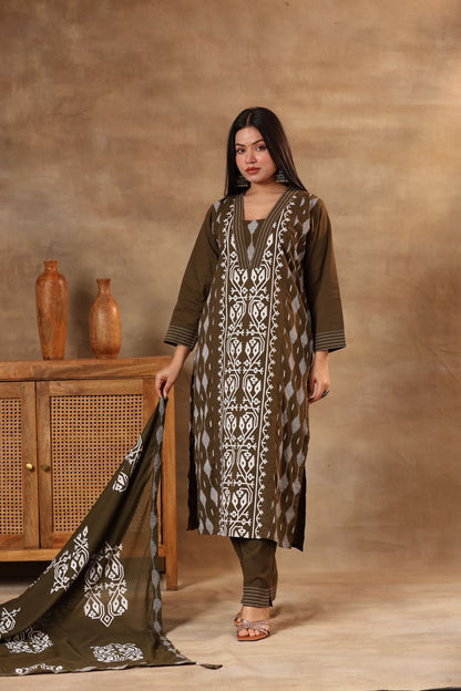 Earthy Cocoa Elegance , olive heritage , Royal plum Suit Set.