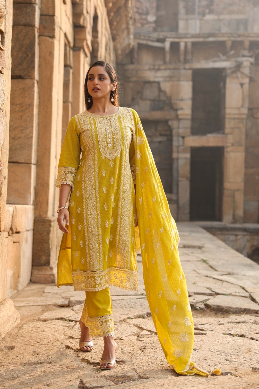 Mulson Mist Blue Embroidered Suit Set