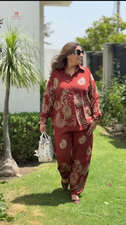 Paisley Embroidered Co-Ord Set for Women | Premium Cotton Casual Co-Ord Set | Mulson