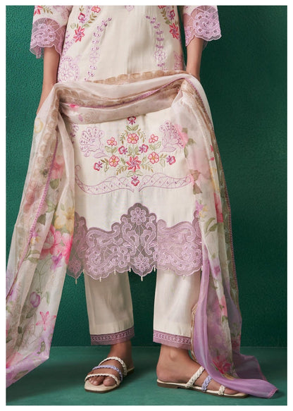 Mulson white Cotton Suit Set with Dupatta