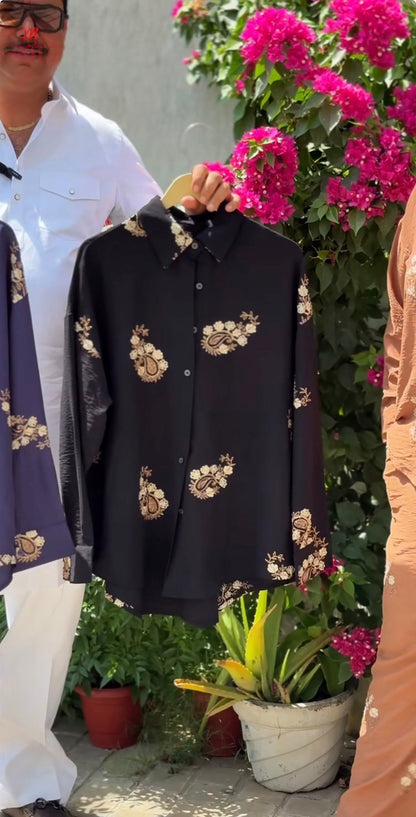 Mulson Mocha Bloom Embroidered Co-ord Set for Women | Premium Floral Printed Co-Ord Set