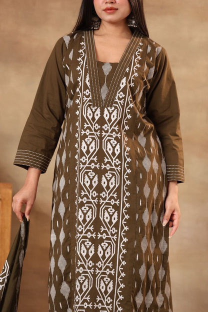 Earthy Cocoa Elegance , olive heritage , Royal plum Suit Set.