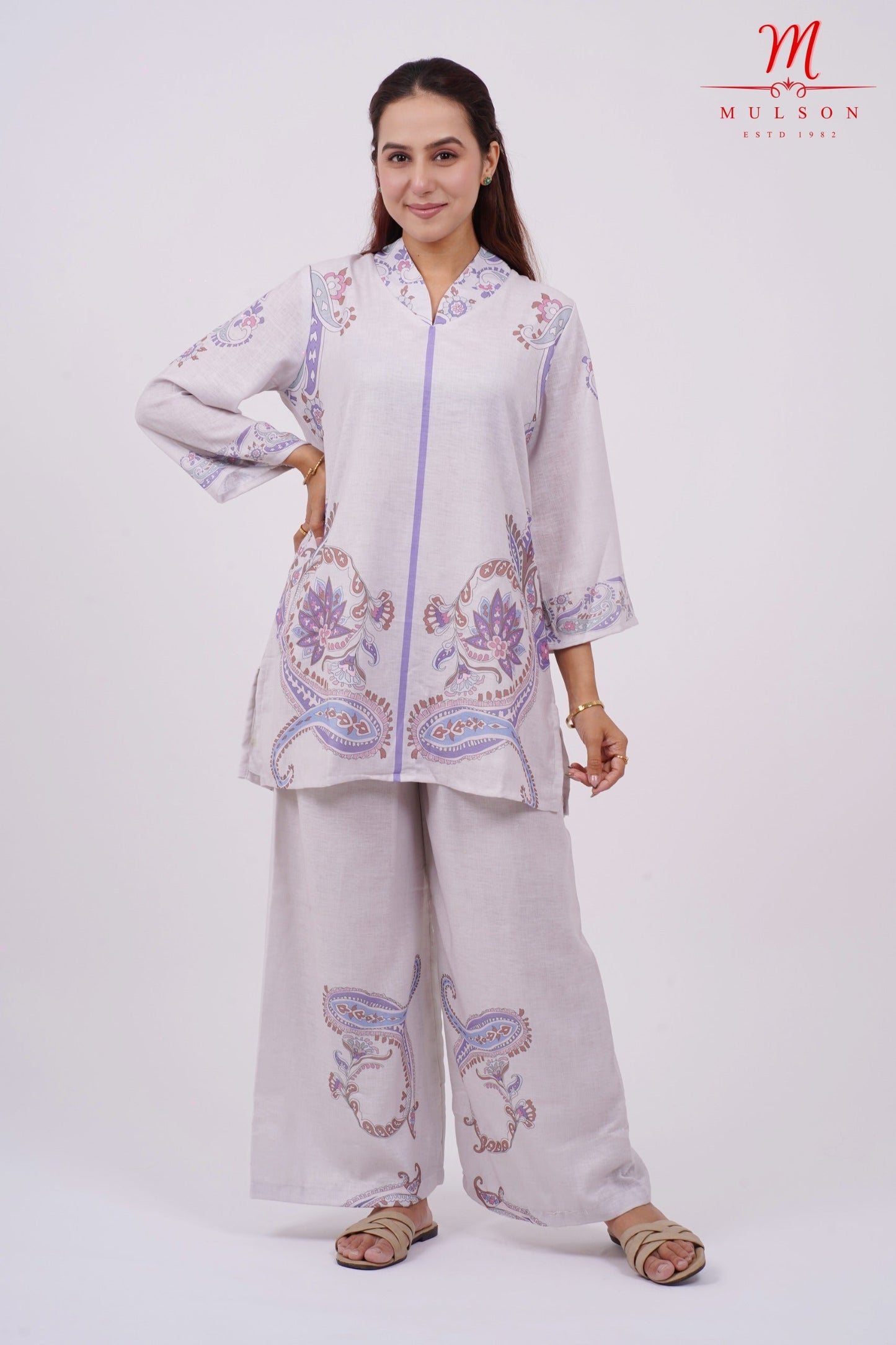 Co-ord Set Mulson Lavender Paisley Cotton-Linen