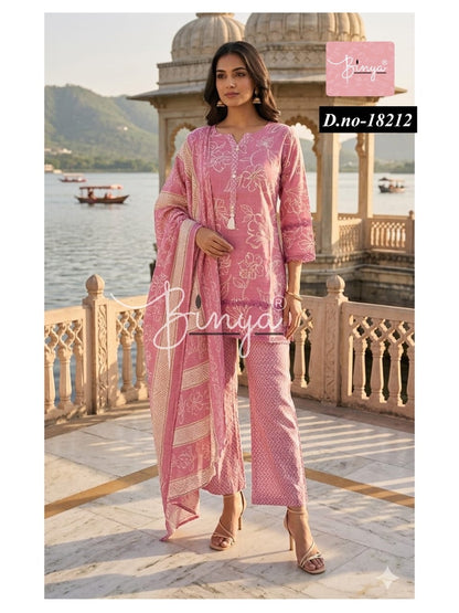 Women’s Olive Green Printed Kurta Palazzo Set with Dupatta