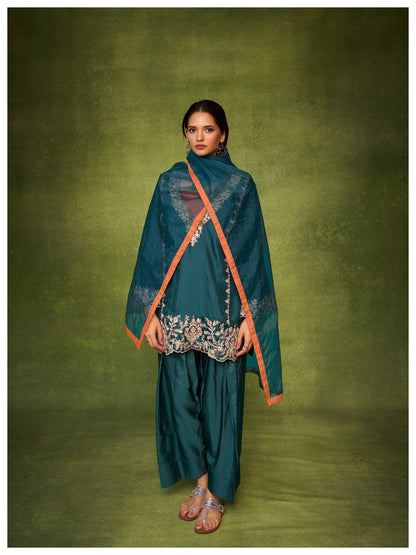 Women’s Embroidered Kurta Palazzo Set with Dupatta