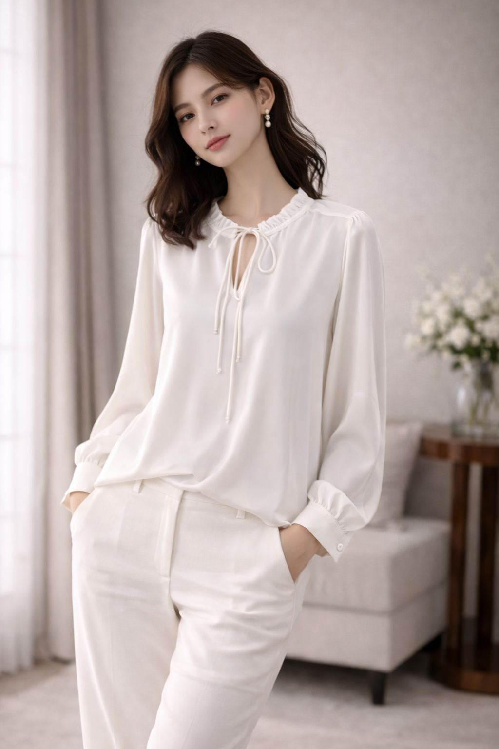 Pearl Tie-Neck Top