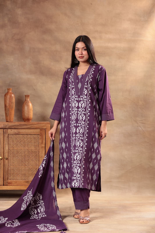 Earthy Cocoa Elegance , olive heritage , Royal plum Suit Set.