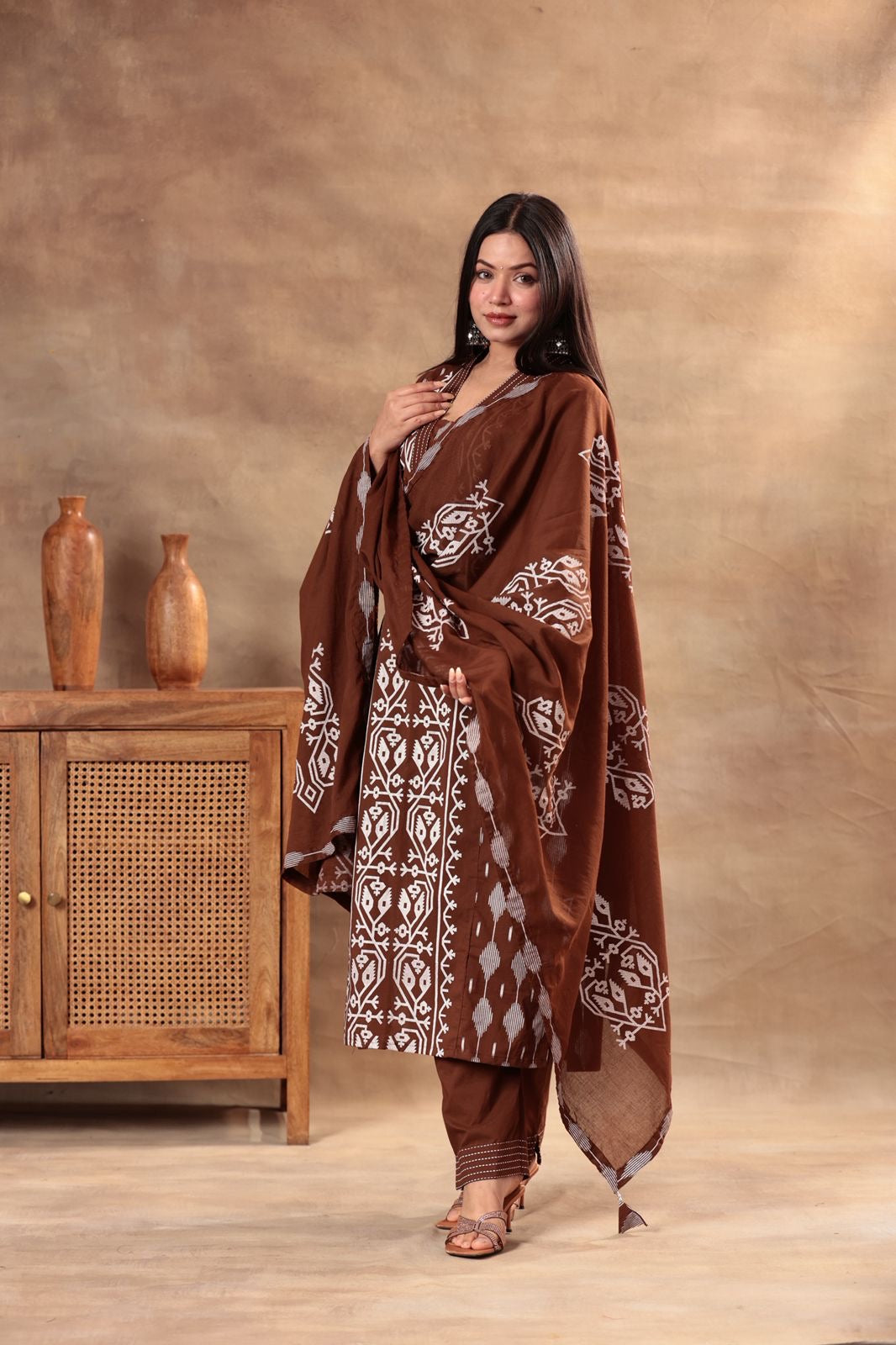 Earthy Cocoa Elegance , olive heritage , Royal plum Suit Set.