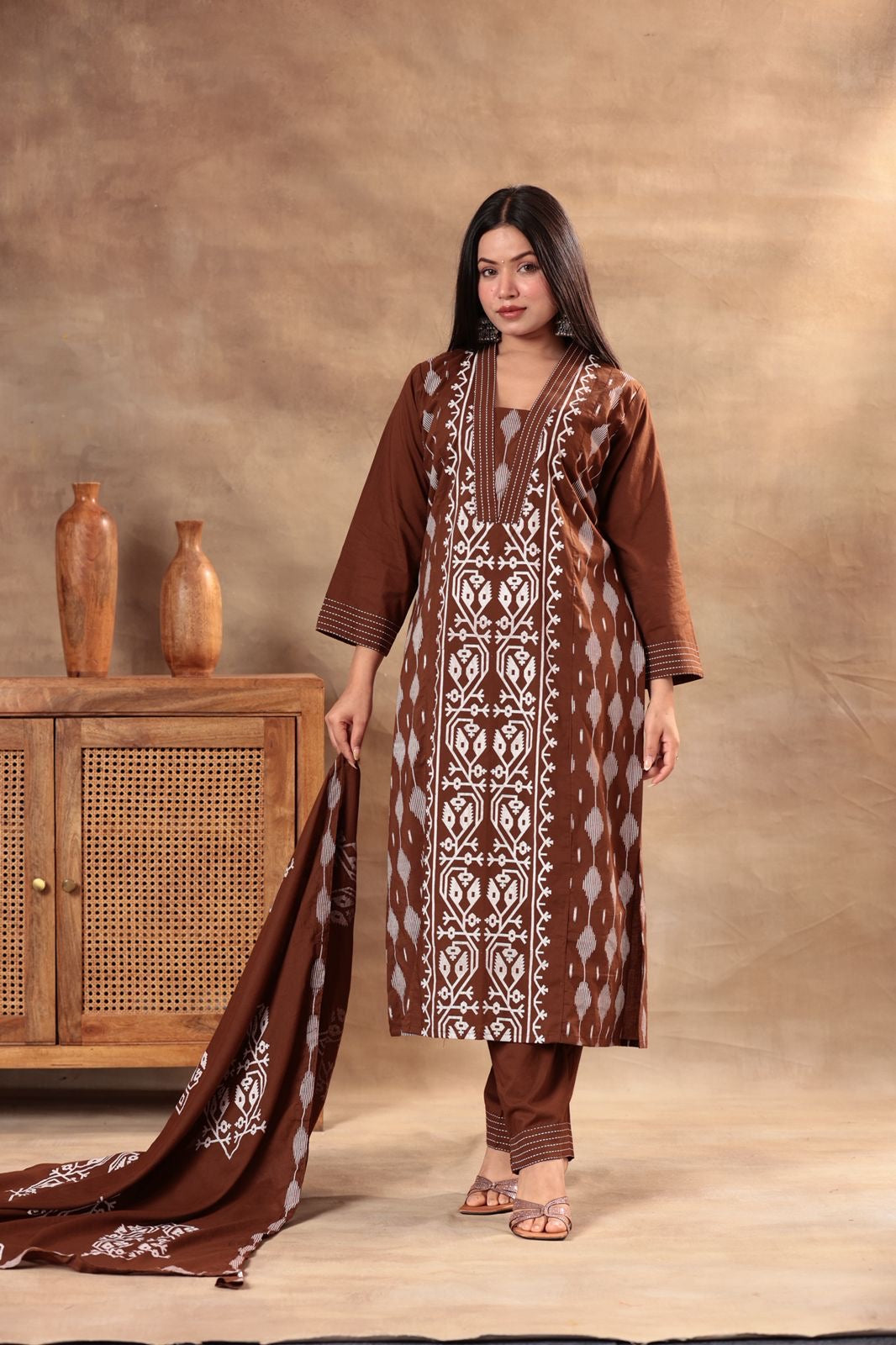 Earthy Cocoa Elegance , olive heritage , Royal plum Suit Set.