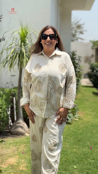 Paisley Embroidered Co-Ord Set for Women | Premium Cotton Casual Co-Ord Set | Mulson