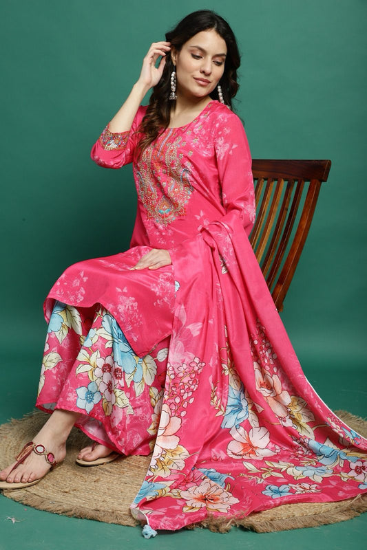 Kurta Palazzo Set with Dupatta