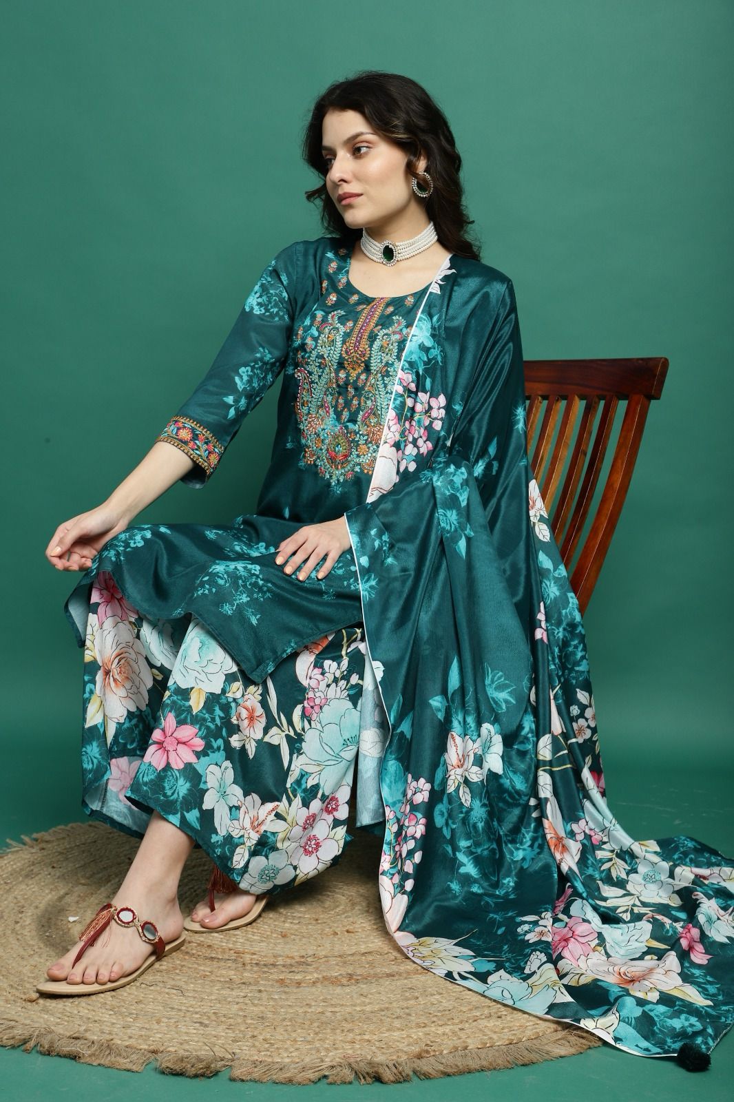 Kurta Palazzo Set with Dupatta