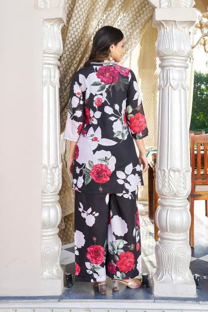 Palazzo set cotton Mulson Pastoral Style Black Kurti