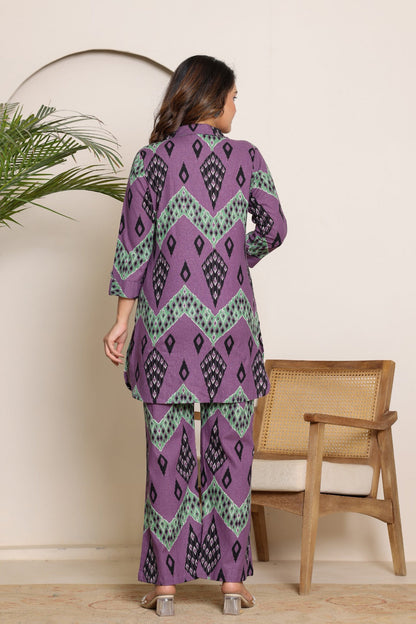 Printed Cord Set Mulson Purple & Green