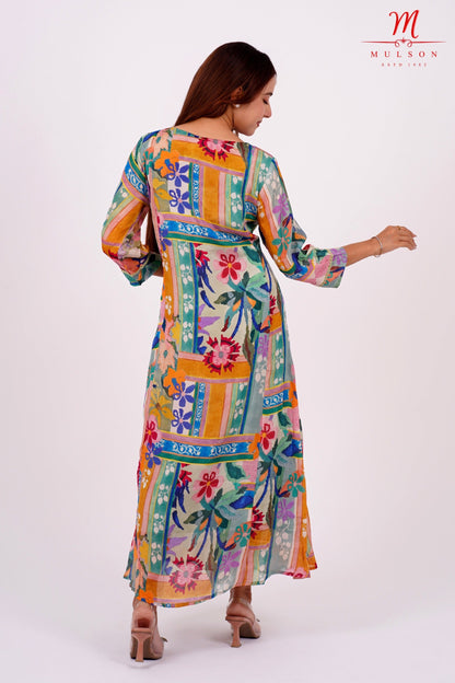 A-Line dress Multicolour Floral Pattern For Women