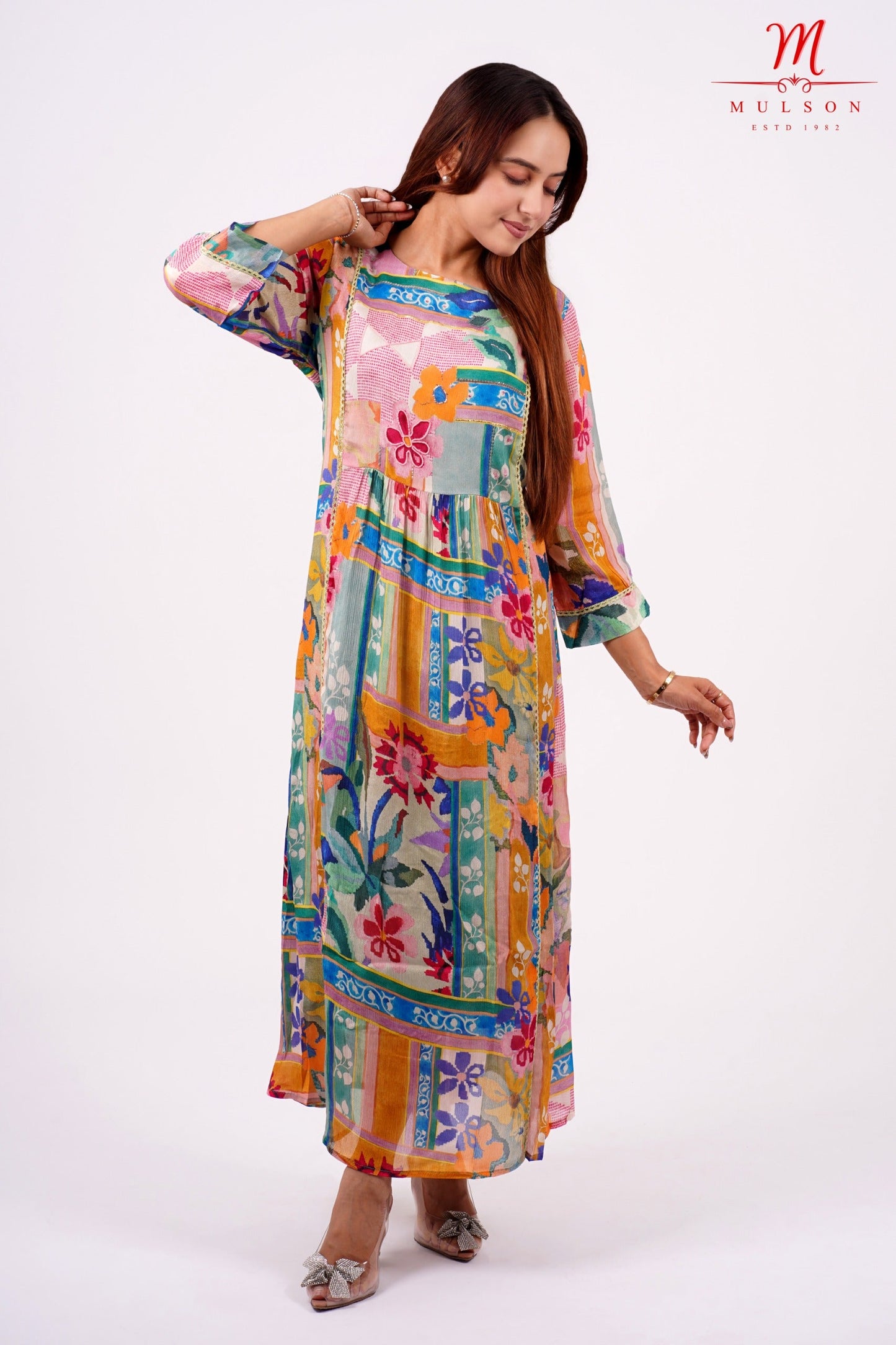 A-Line dress Multicolour Floral Pattern For Women