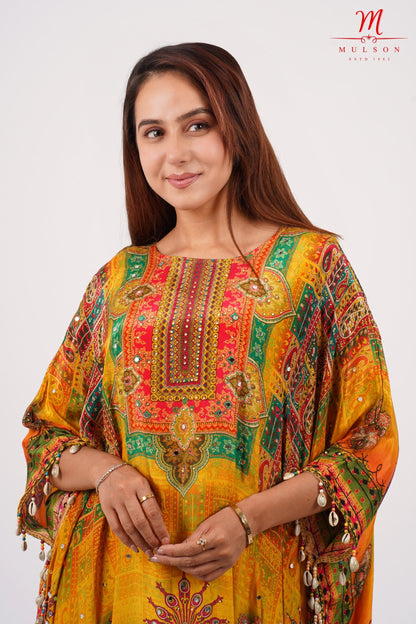Kaftan Multicolor Kurta Set For Women