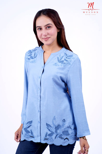 Cotton Shirt With Cutwork Embroidery
