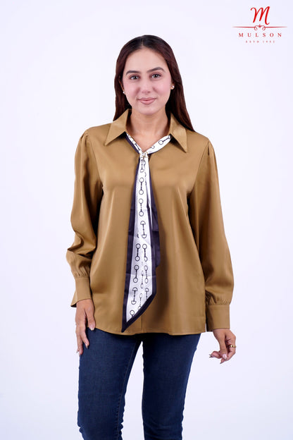 Scarf Tie Neck Shirt For Women
