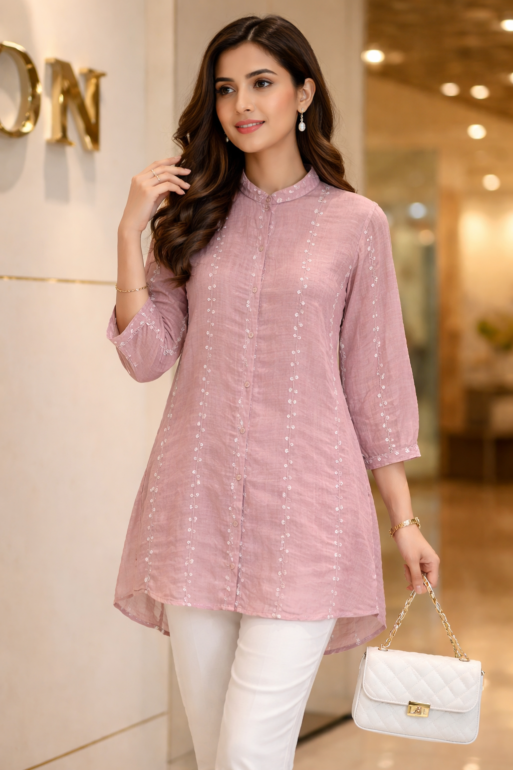 Mulson Ethereal Line Embroidered Tops