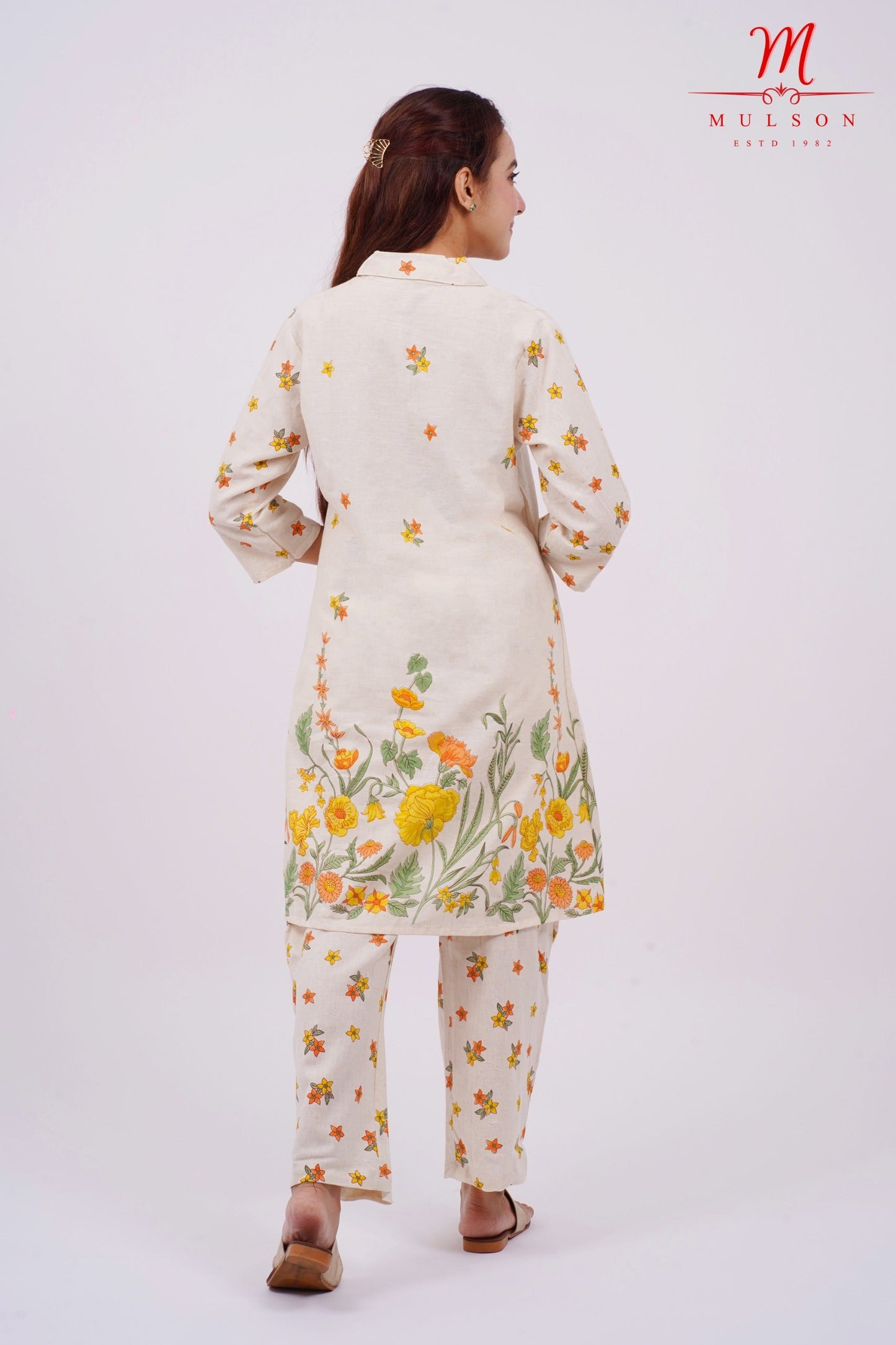Cotton Kurta Set Mulson Cream Floral
