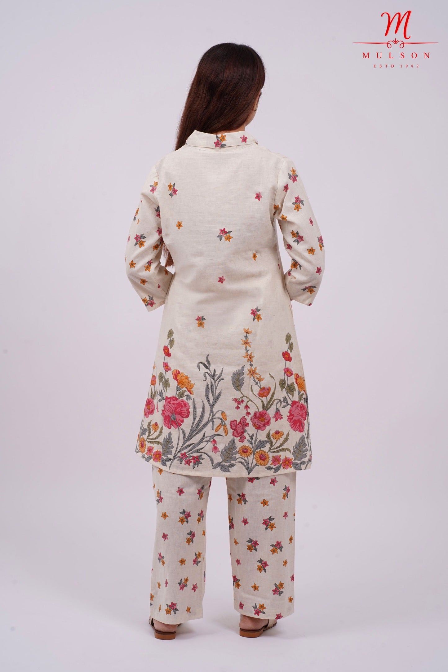 Cotton Kurta Set Mulson Cream Floral