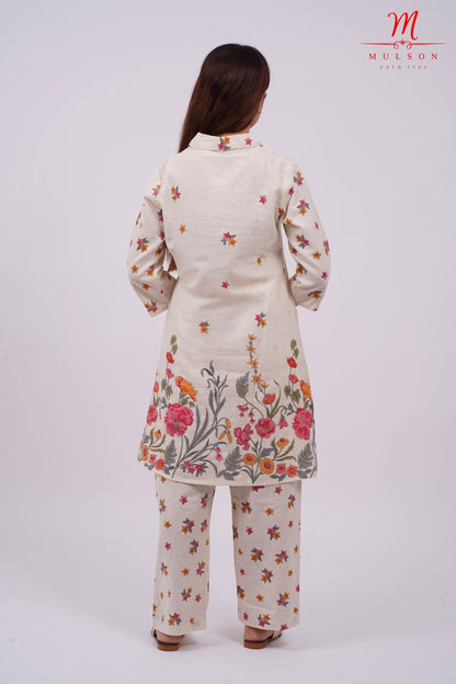 Cotton Kurta Set Mulson Cream Floral