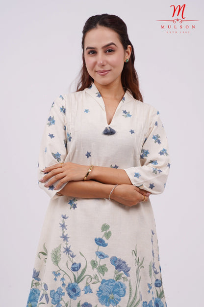 Cotton Kurta Set Mulson Cream Floral