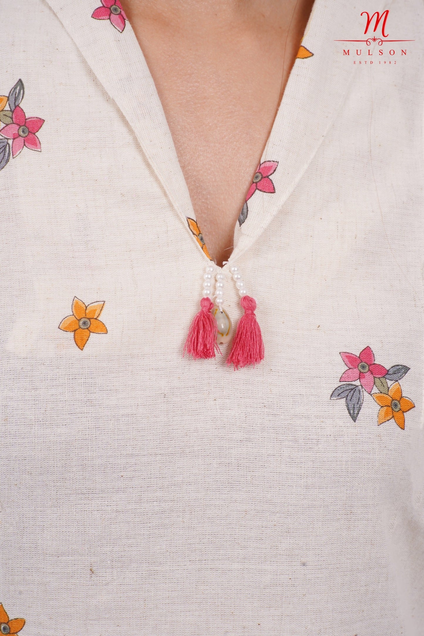 Cotton Kurta Set Mulson Cream Floral