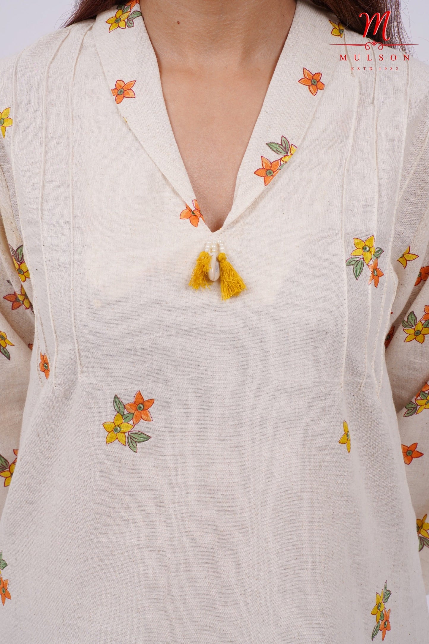 Cotton Kurta Set Mulson Cream Floral