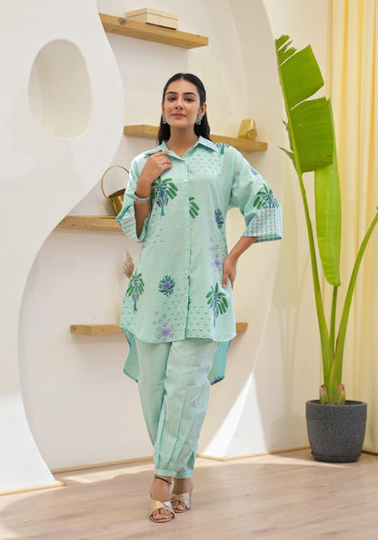 Cigarette Pants & Dupatta Floral Embroidered Straight Kurta Set
