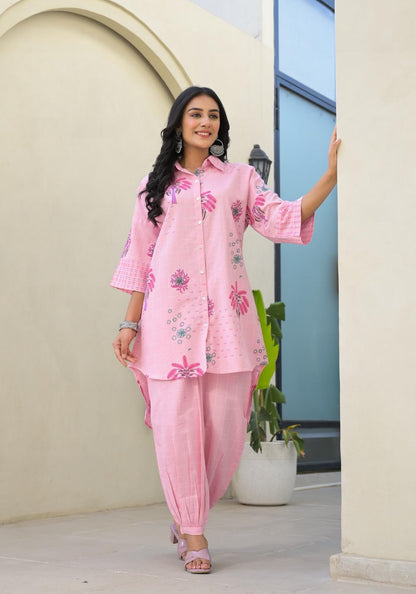 Cigarette Pants & Dupatta Floral Embroidered Straight Kurta Set