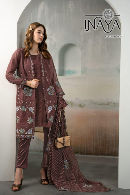 Cotton suit Burgundy Floral Embroidered Kurta Set - Mulson
