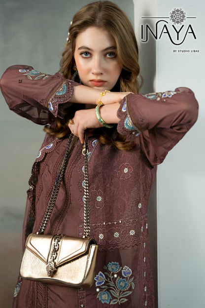 Cotton suit Burgundy Floral Embroidered Kurta Set - Mulson