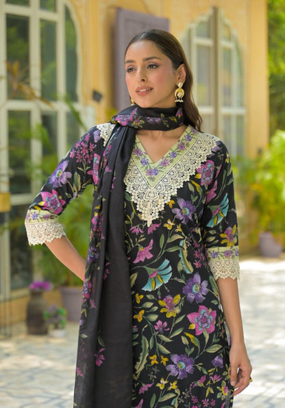 Navy blue suit for women Mulson Floral Set
