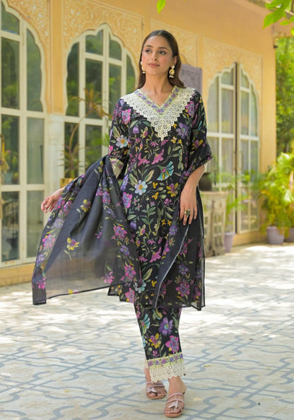 Navy blue suit for women Mulson Floral Set