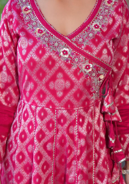 Red Ankarakali suit with Embroidered dupatta
