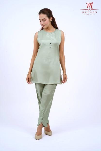 Mulson Green Embroidered Kurta Set