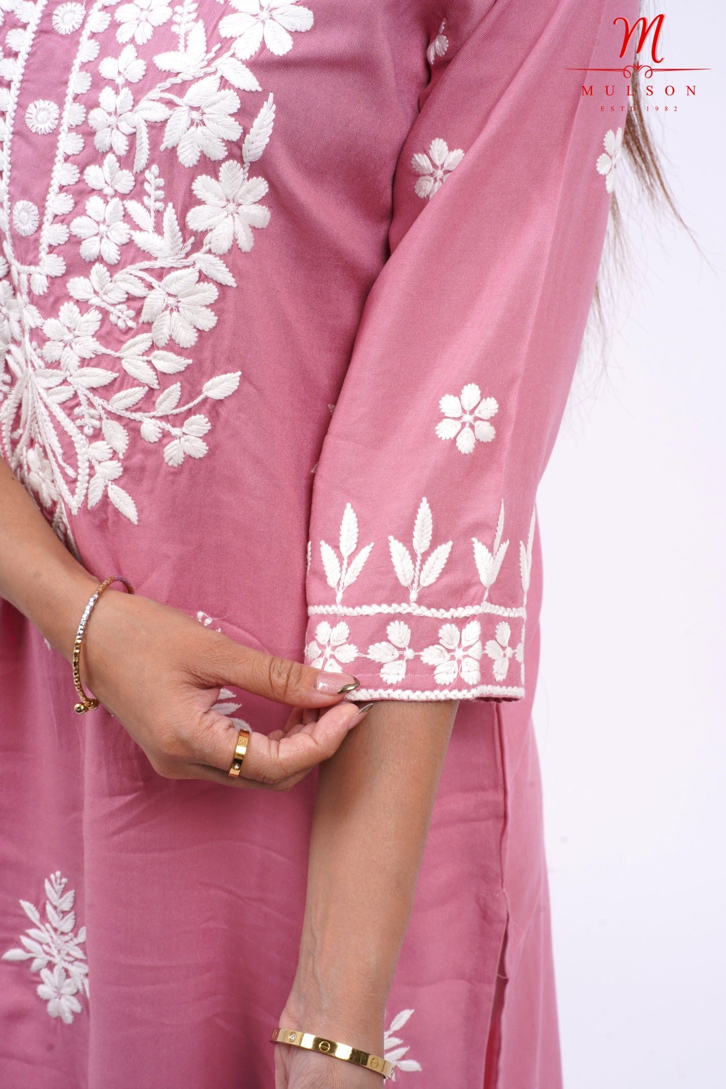 Mulson cotton chikankari suit set Floral Embroidered Kurta for Women