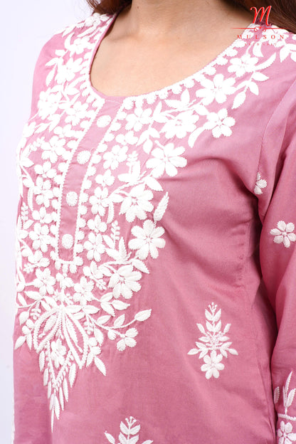 Mulson cotton chikankari suit set Floral Embroidered Kurta for Women