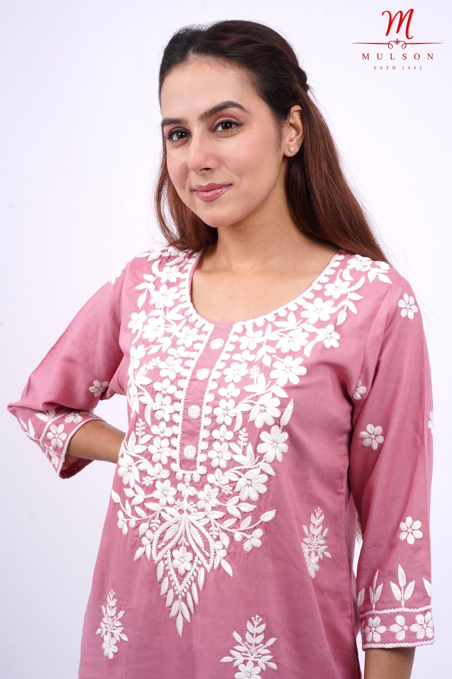 Mulson cotton chikankari suit set Floral Embroidered Kurta for Women