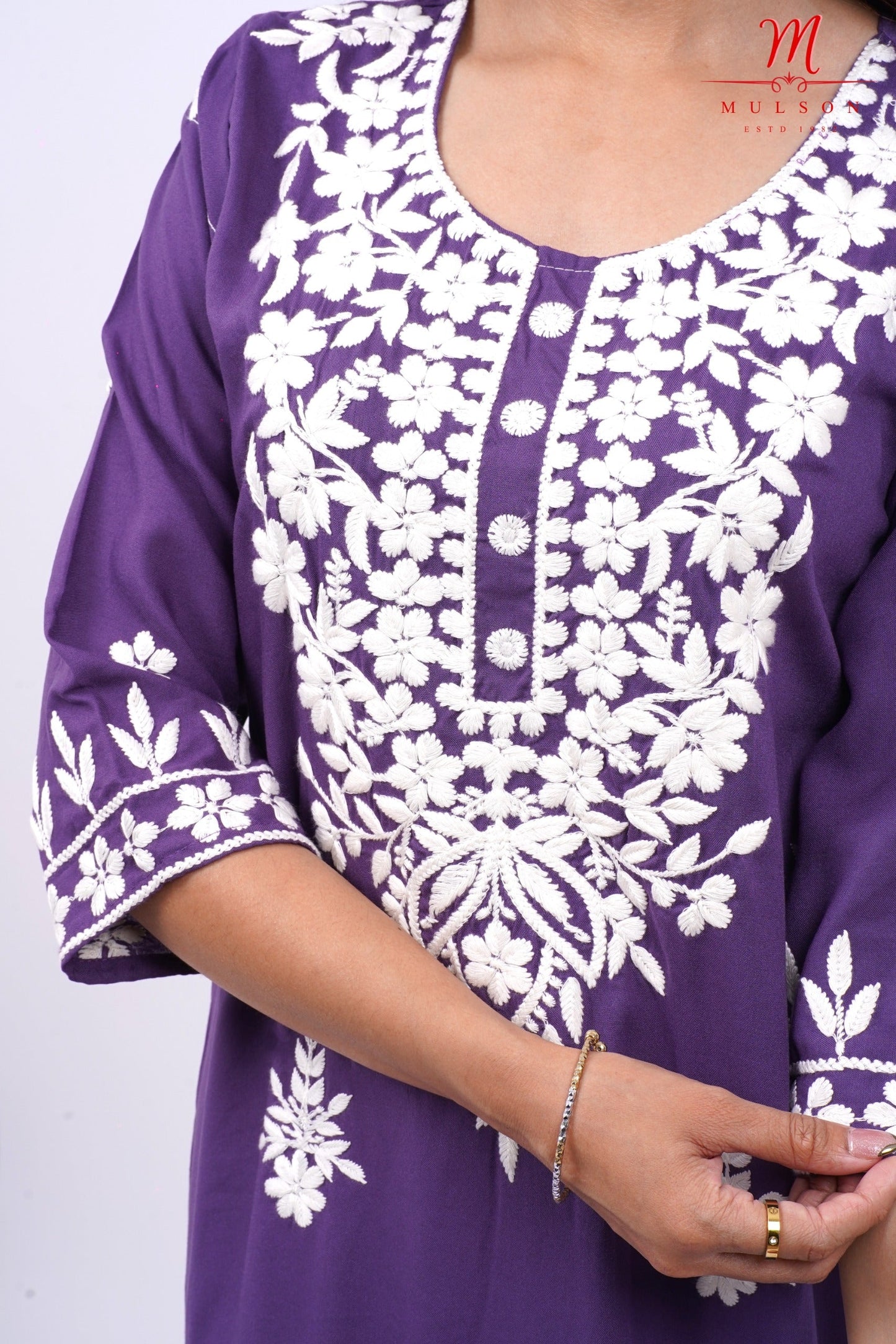 Mulson cotton chikankari suit set Floral Embroidered Kurta for Women